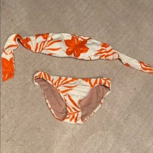 Xhiliration Orange Flower Bikini